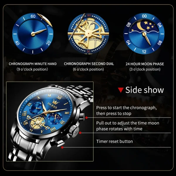 OLEVS 2859 Herrenuhr – Klassische Römische Skala, Luxus Quarz-Uhr mit Leuchtfunktion & Wasserdicht – Bild 2