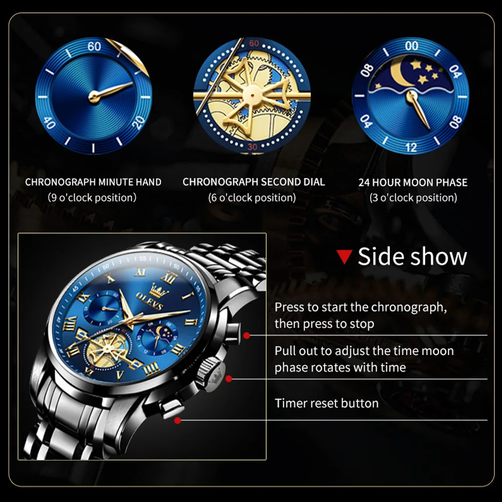 OLEVS 2859 Herrenuhr – Klassische Römische Skala, Luxus Quarz-Uhr mit Leuchtfunktion & Wasserdicht