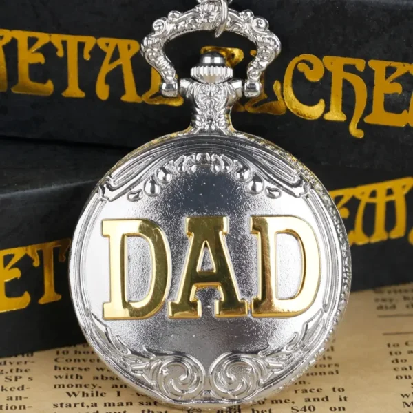 Vintage Bronze Schnitzerei DAD Taschenuhr-Das Beste Geschenk für den Vater – Bild 8