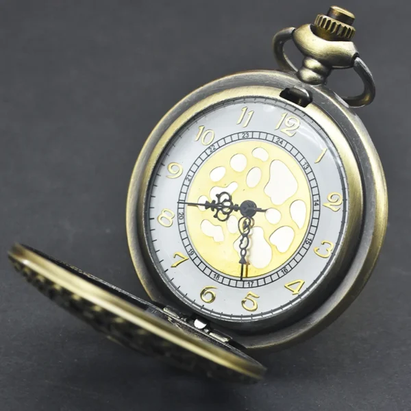 Vintage Bronze Steampunk Taschenuhr-Kunstvolle Gravur und Cutout-Design – Bild 4