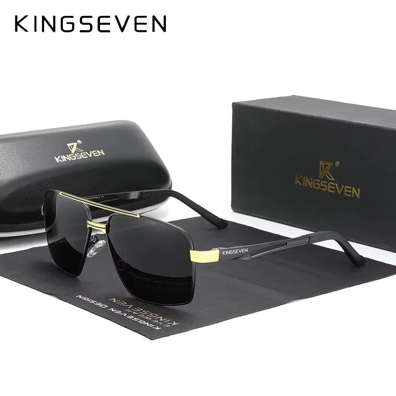 KINGSEVEN Polarisierte Rechteckige Sonnenbrille UV400 für Herren