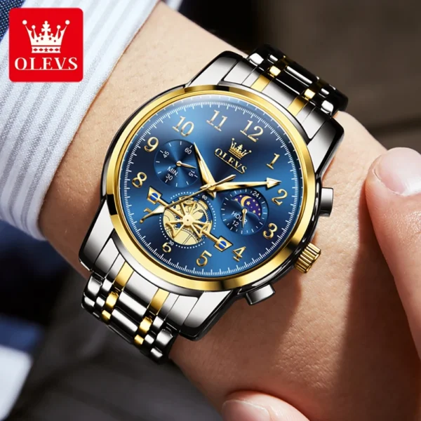 OLEVS 2900 Business Sport Herrenuhr-Eleganz mit Mondphase und Chronograph – Bild 6