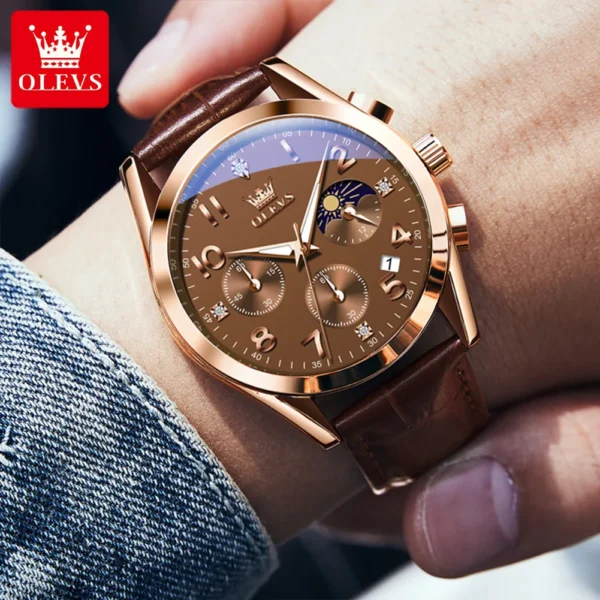 OLEVS 2890 Fashion Casual Herrenuhr mit Mondphase – Bild 2