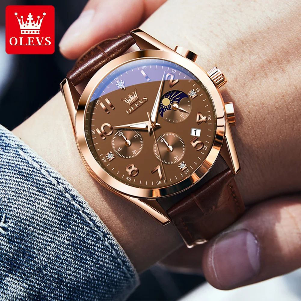 OLEVS 2890 Fashion Casual Herrenuhr mit Mondphase