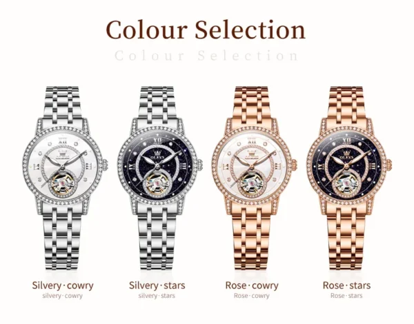 OLEVS 7036 Automatische Mechanikuhr für Damen- Sternenhimmel und Eleganz im Geschenkset – Bild 6