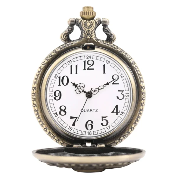 WECIN Vintage Bronze Revolver-Schädel Taschenuhr – Bild 6