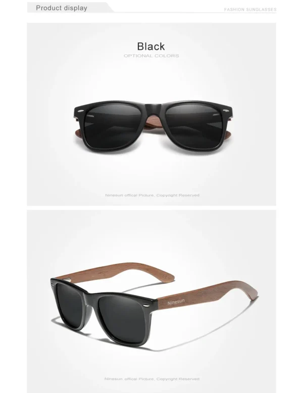 Ninesun Schwarze Walnuss Holz Polarisierte Sonnenbrille für Herren – Handgefertigt UV400 – Bild 8