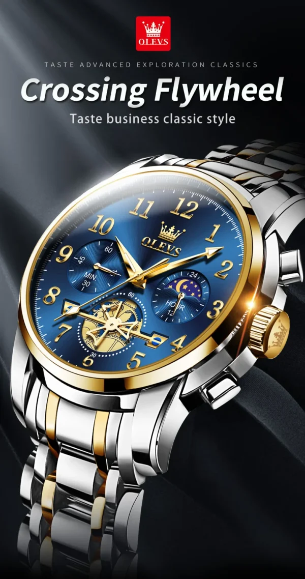 OLEVS 2900 Business Sport Herrenuhr-Eleganz mit Mondphase und Chronograph – Bild 13