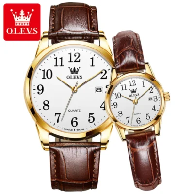 OLEVS 5566 Paar-Uhr - Elegante Quarz-Uhren für Verliebte mit Kalender