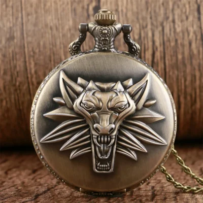 Bronze Brüllender Löwenkopf Taschenuhr