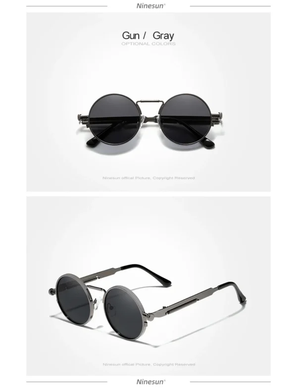 Ninesun Polarisierte Runde Steampunk Vintage Sonnenbrille UV400 – Bild 12