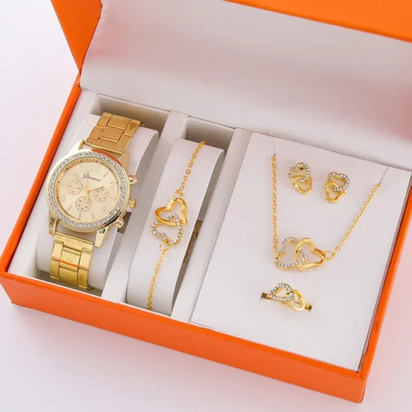 Damen-Uhren-Set 5-teilig Eleganz mit Strass für Mädchen und Frauen – Bild 3