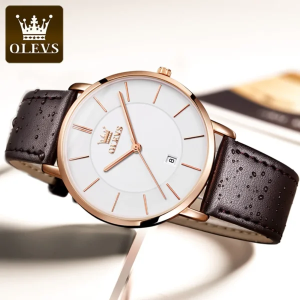 OLEVS 5869 Paar-Uhr-Ultradünne Quarz-Uhren mit Stil und Kalender – Bild 5