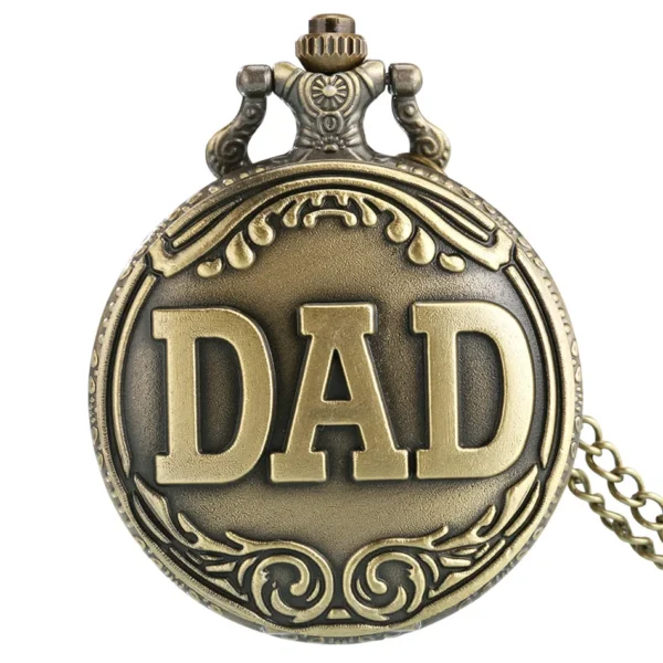Vintage Bronze Schnitzerei DAD Taschenuhr-Das Beste Geschenk für den Vater – Bild 9