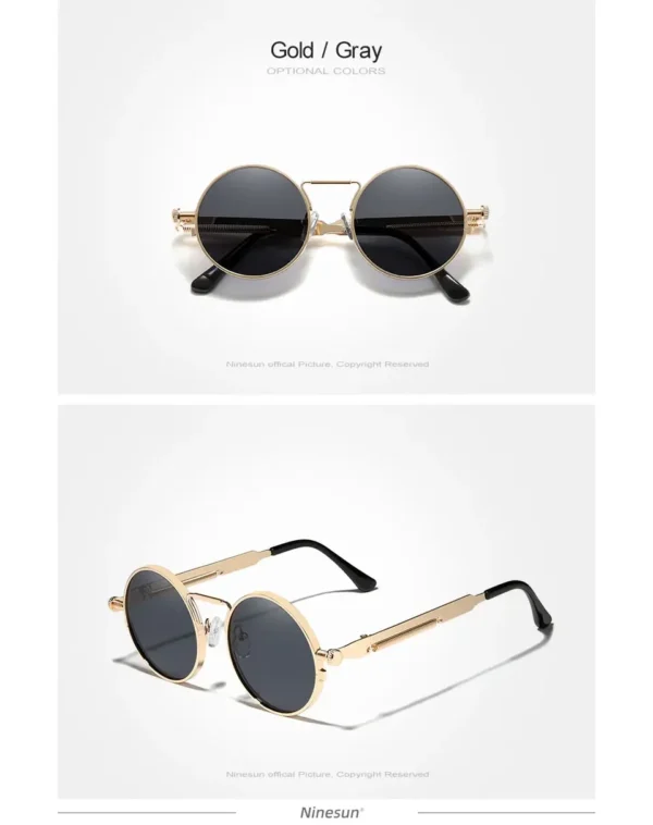 Ninesun Polarisierte Runde Steampunk Vintage Sonnenbrille UV400 – Bild 15