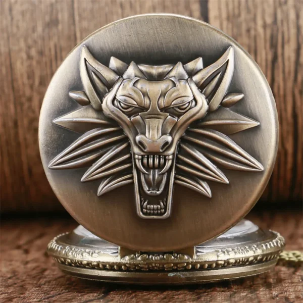 Bronze Brüllender Löwenkopf Taschenuhr – Bild 3