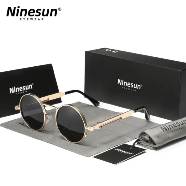 Ninesun Polarisierte Runde Steampunk Vintage Sonnenbrille UV400 – Bild 7