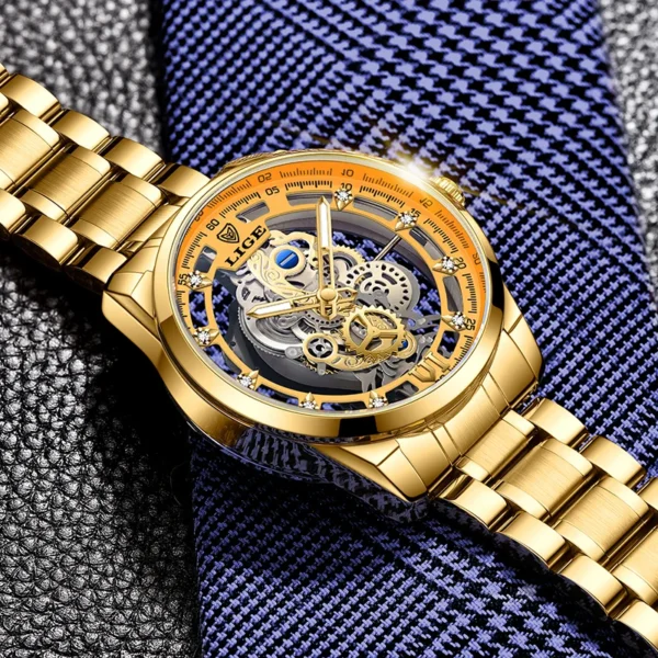 LIGE 8997 Herrenuhr - Luxuriöser Skelett-Look und Militär-Stil – Bild 3
