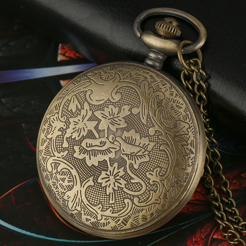 Bronze Hohl-Blumen-Taschenuhr-Zarte Eleganz im Vintage-Stil