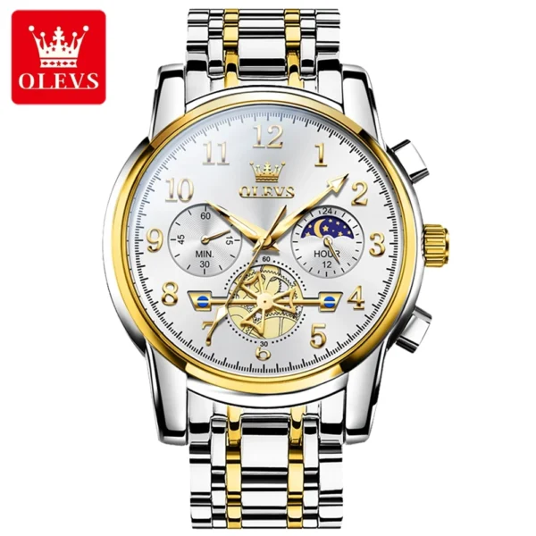 OLEVS 2900 Business Sport Herrenuhr-Eleganz mit Mondphase und Chronograph – Bild 9