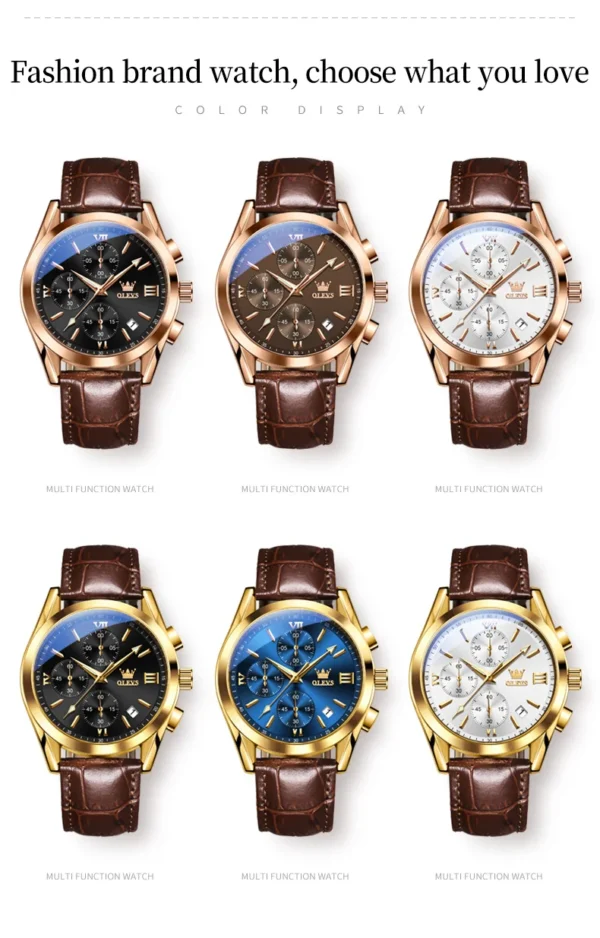 OLEVS 2872 Gold -Weiß - Herrenuhr - Luxuriöser Chronograph – Bild 3