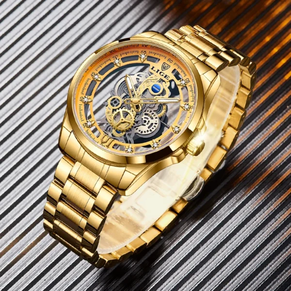 LIGE 8997 Herrenuhr - Luxuriöser Skelett-Look und Militär-Stil – Bild 4