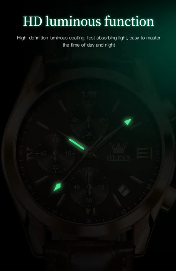 OLEVS 2872 Gold -Weiß - Herrenuhr - Luxuriöser Chronograph – Bild 6