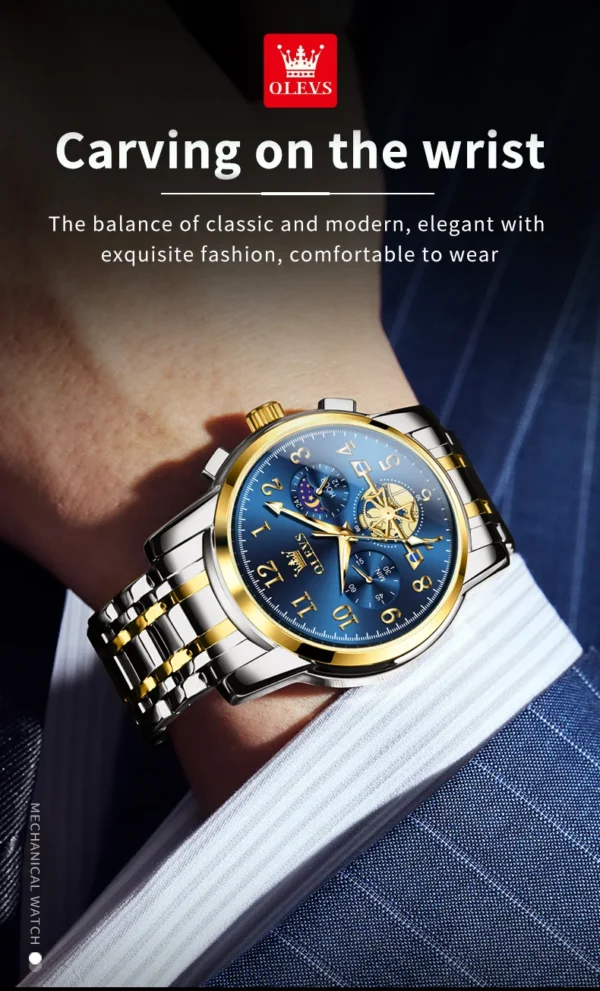 OLEVS 2900 Business Sport Herrenuhr-Eleganz mit Mondphase und Chronograph – Bild 15