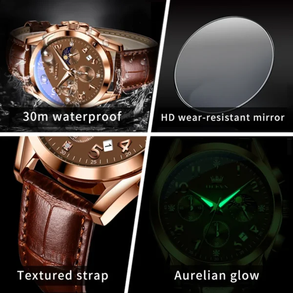 OLEVS 2890 Fashion Casual Herrenuhr mit Mondphase – Bild 4