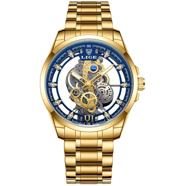 LIGE 8997 Herrenuhr - Luxuriöser Skelett-Look und Militär-Stil – Bild 7