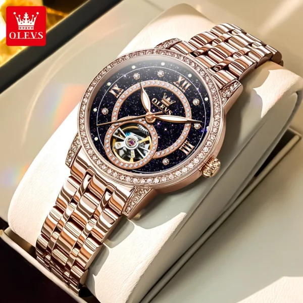 OLEVS 7036 Automatische Mechanikuhr für Damen- Sternenhimmel und Eleganz im Geschenkset – Bild 14