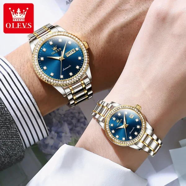 OLEVS 7003 Mechanische Paar-Uhr Luxus und Präzision für Verliebte – Bild 5