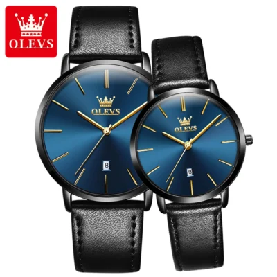 OLEVS 5869 Paar-Uhr-Ultradünne Quarz-Uhren mit Stil und Kalender
