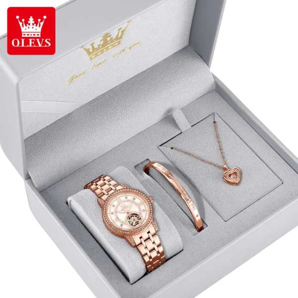 OLEVS 7036 Automatische Mechanikuhr für Damen- Sternenhimmel und Eleganz im Geschenkset – Bild 12