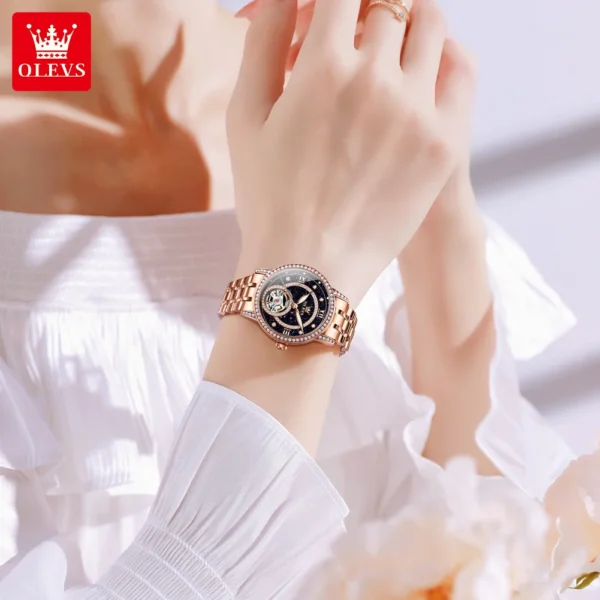 OLEVS 7036 Automatische Mechanikuhr für Damen- Sternenhimmel und Eleganz im Geschenkset – Bild 2