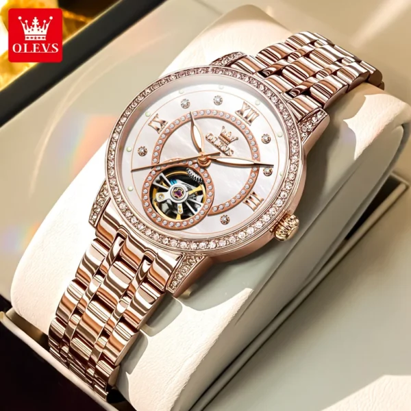 OLEVS 7036 Automatische Mechanikuhr für Damen- Sternenhimmel und Eleganz im Geschenkset – Bild 13