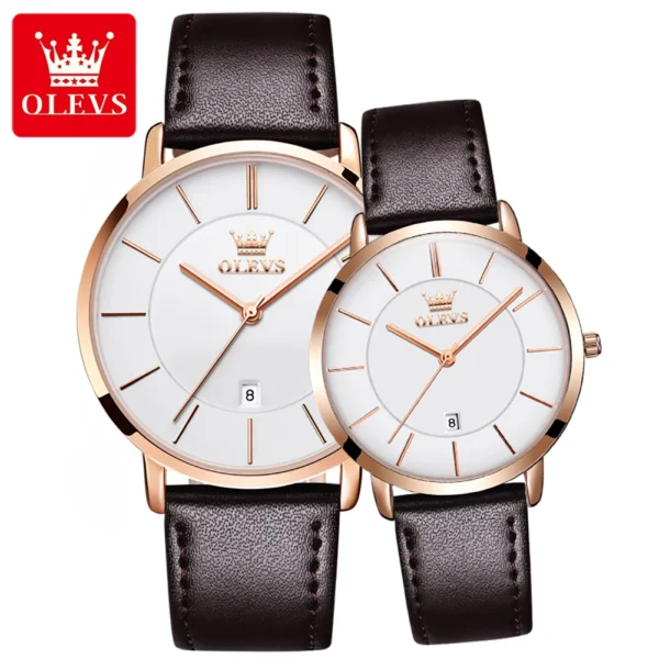 OLEVS 5869 Paar-Uhr-Ultradünne Quarz-Uhren mit Stil und Kalender – Bild 7
