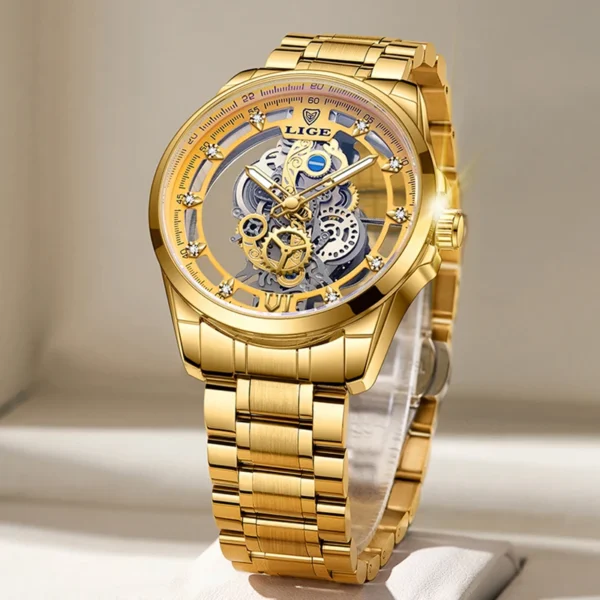 LIGE 8997 Herrenuhr - Luxuriöser Skelett-Look und Militär-Stil – Bild 6
