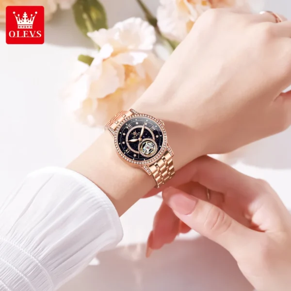 OLEVS 7036 Automatische Mechanikuhr für Damen- Sternenhimmel und Eleganz im Geschenkset – Bild 3