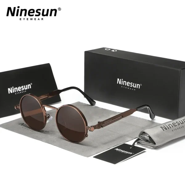 Ninesun Polarisierte Runde Steampunk Vintage Sonnenbrille UV400 – Bild 6