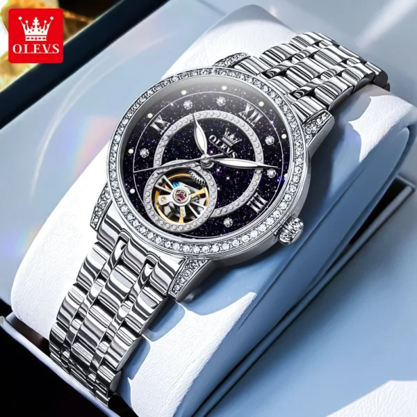 OLEVS 7036 Automatische Mechanikuhr für Damen- Sternenhimmel und Eleganz im Geschenkset – Bild 10
