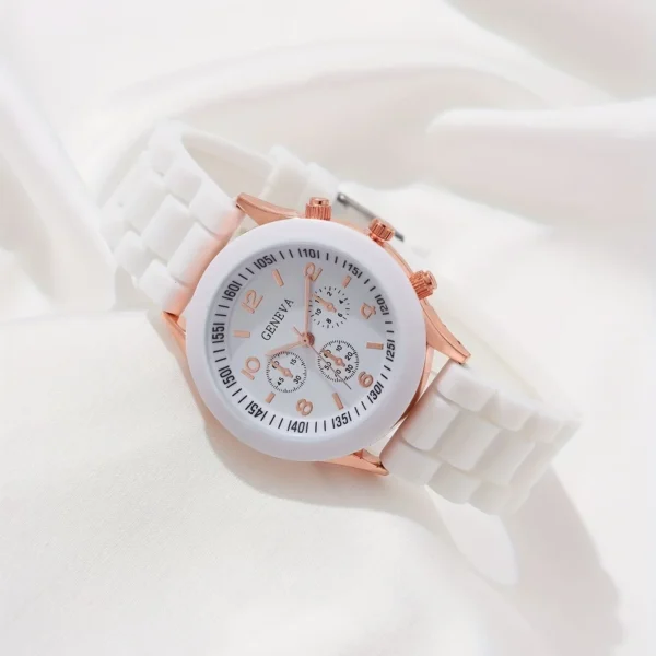 Luxus 5-teiliges Damen-Set | Uhr-Ring-Halskette und Ohrringe mit Perlen & Strass – Bild 13