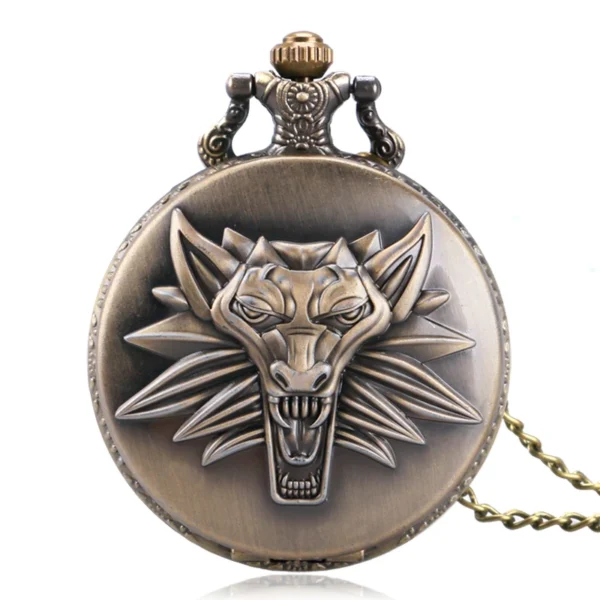Bronze Brüllender Löwenkopf Taschenuhr – Bild 5