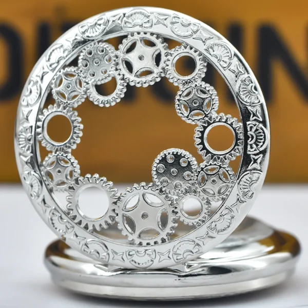 Schwarz Hohle Zahnrad-Taschenuhr: Stilvolles Gedenkgeschenk im Steampunk-Look – Bild 5