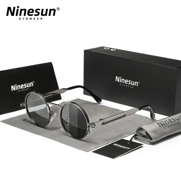 Ninesun Polarisierte Runde Steampunk Vintage Sonnenbrille UV400 – Bild 8