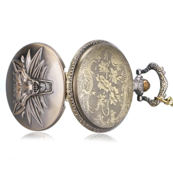 Bronze Brüllender Löwenkopf Taschenuhr – Bild 9