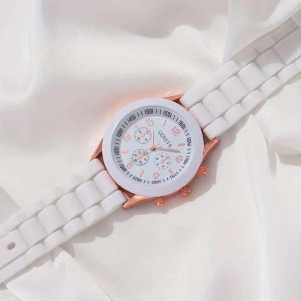 Luxus 5-teiliges Damen-Set | Uhr-Ring-Halskette und Ohrringe mit Perlen & Strass – Bild 16