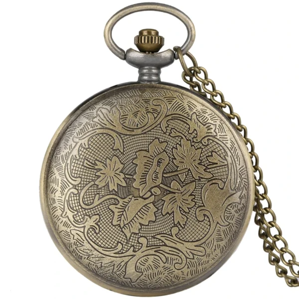 Bronze Hohl-Blumen-Taschenuhr-Zarte Eleganz im Vintage-Stil – Bild 6
