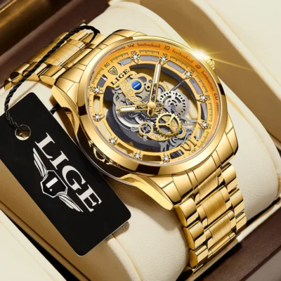 LIGE 8997 Herrenuhr - Luxuriöser Skelett-Look und Militär-Stil