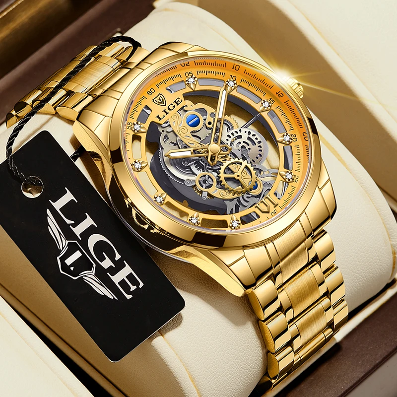 LIGE 8997 Herrenuhr - Luxuriöser Skelett-Look und Militär-Stil